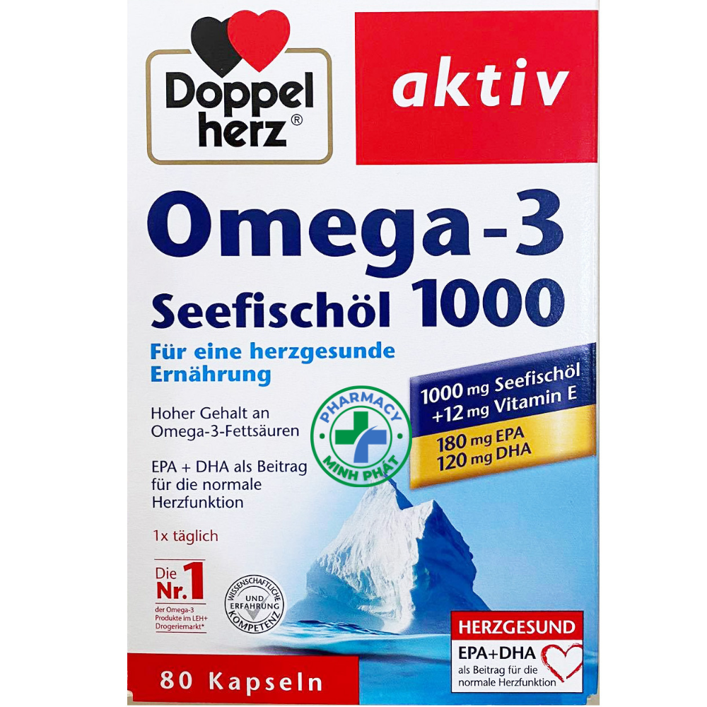 Dầu Cá Doppel Herz Aktiv Omega-3 + Folic Acid + B6 + B12 Tăng Cường Thị Lực
